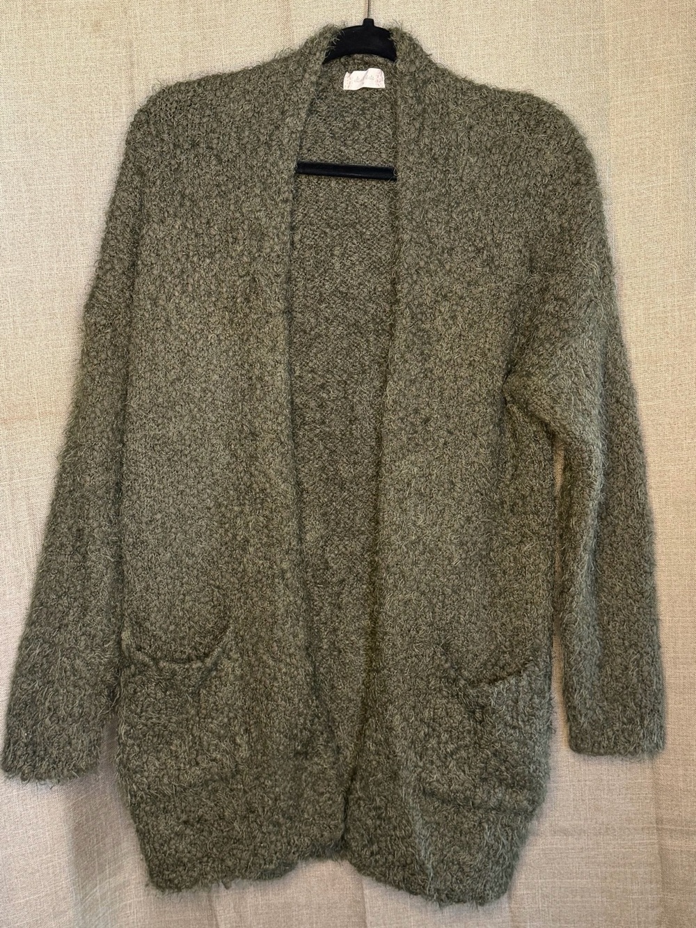 Altar’d State Olive Green Fuzzy Open Front Cardigan